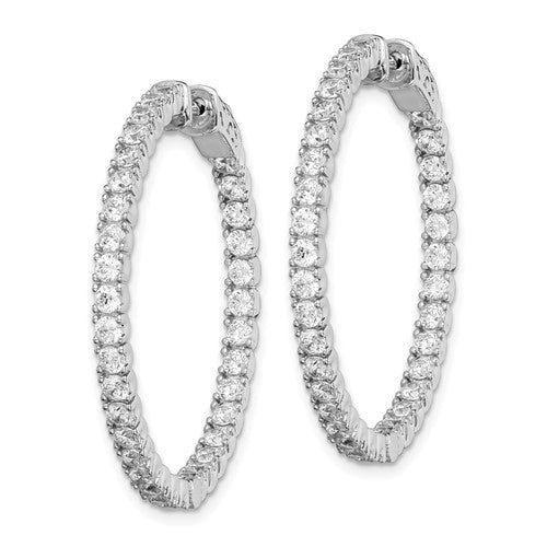 Sterling Silver Rhodium-Plated In & Out CZ Hoop Earrings 29mm
