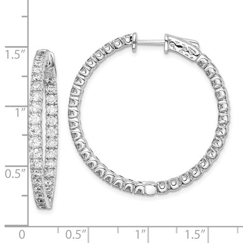 Sterling Silver Rhodium-Plated In & Out CZ Hoop Earrings 29mm