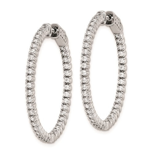 Sterling Silver CZ In/Out Hoop Earrings