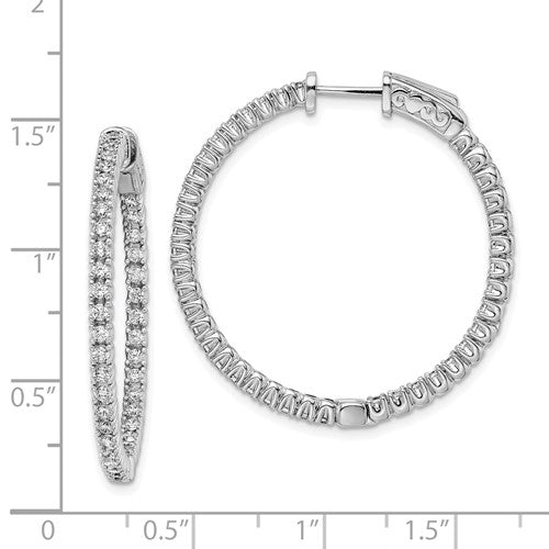 Sterling Silver CZ In/Out Hoop Earrings