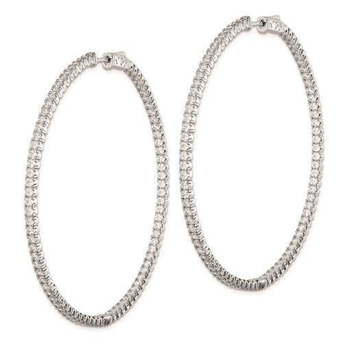 Sterling Silver CZ In/Out Hoop Earrings
