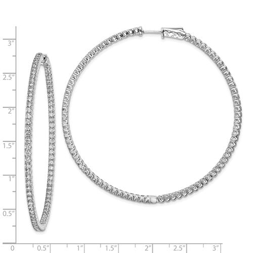 Sterling Silver CZ In/Out Hoop Earrings