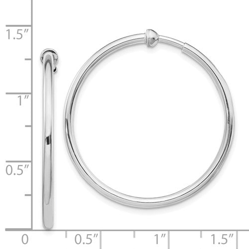 Sterling Silver Non-Pierced Polished Hoop Earrings 2.00 mm