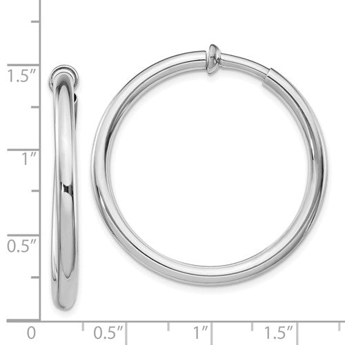 Sterling Silver Non-Pierced Polished Hoop Earrings 3.00 mm