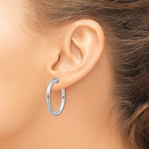 Sterling Silver Non-Pierced Polished Hoop Earrings 3.00 mm