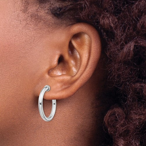 Sterling Silver Non-Pierced Polished Hoop Earrings 3.00 mm