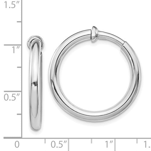 Sterling Silver Non-Pierced Polished Hoop Earrings 3.00 mm