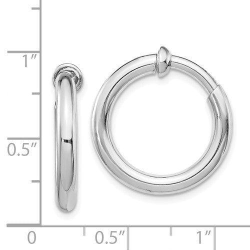 Sterling Silver Non-Pierced Polished Hoop Earrings 3.00 mm