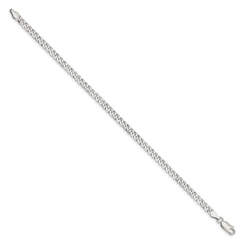 Sterling Silver Rhodium-Plated Beveled Cuban Link Chains - 4.00 mm