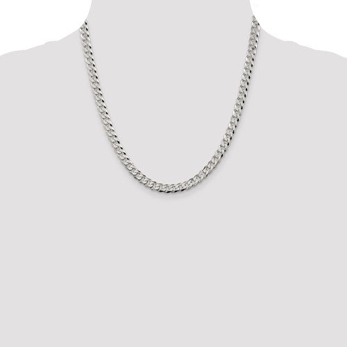 Sterling Silver Beveled Cuban Link Chains 6.00 mm