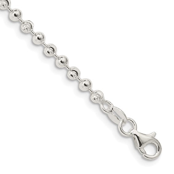 Sterling Silver Fancy Beaded Anklet
