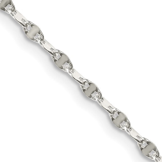 Sterling Silver Fancy Wave Flat Link Chain 2.25 mm