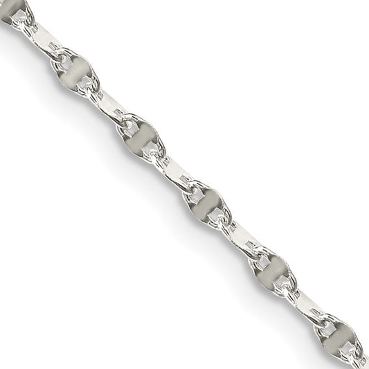 Sterling Silver Fancy Wave Flat Link Chain 2.25 mm