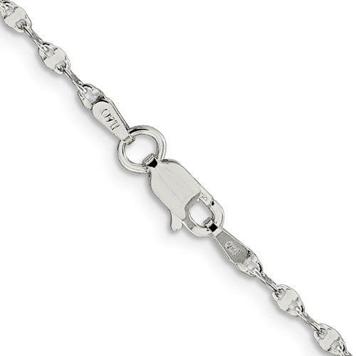 Sterling Silver Fancy Wave Flat Link Chain 2.25 mm