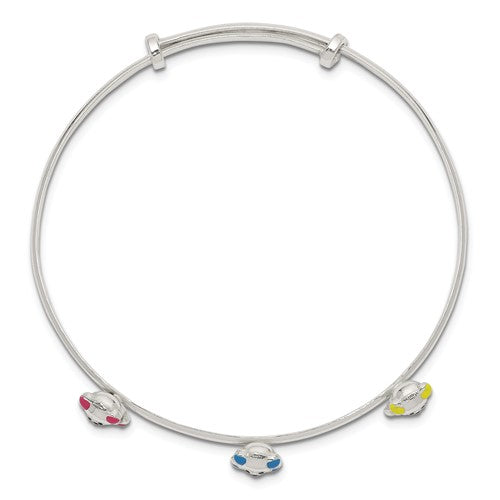 Sterling Silver Children's Enameled Teddy Bear Bangle Bracelet