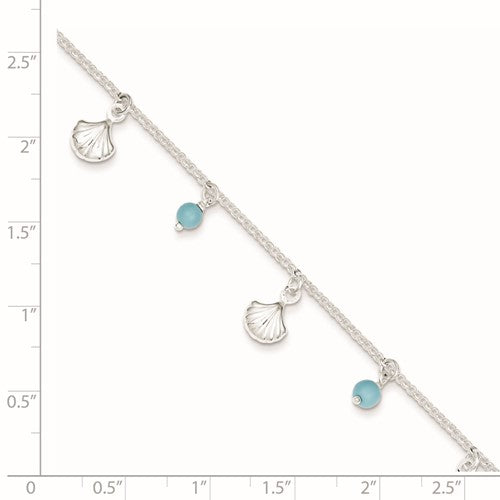 Sterling Silver Shell & Turquoise Charm Anklet