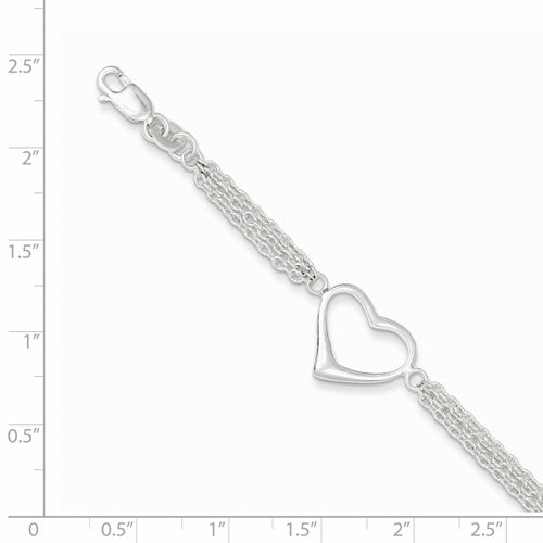 Sterling Silver Stranded Heart Bracelet