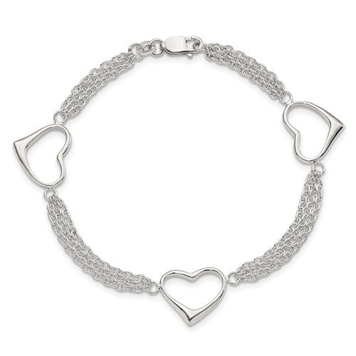 Sterling Silver Stranded Heart Bracelet