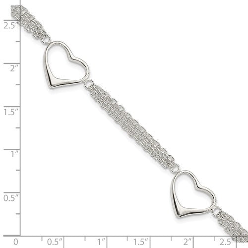 Sterling Silver Stranded Heart Bracelet