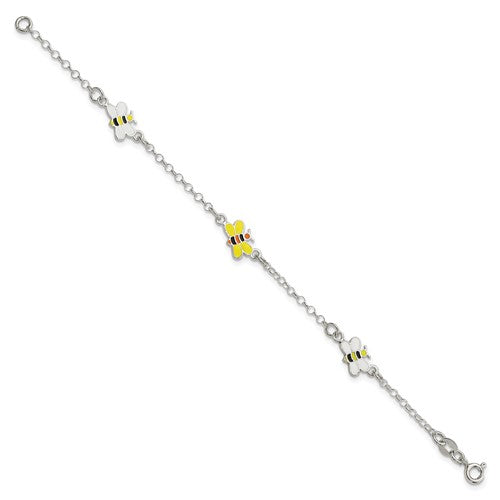 Sterling Silver Children's Enameled Bee Bracelet