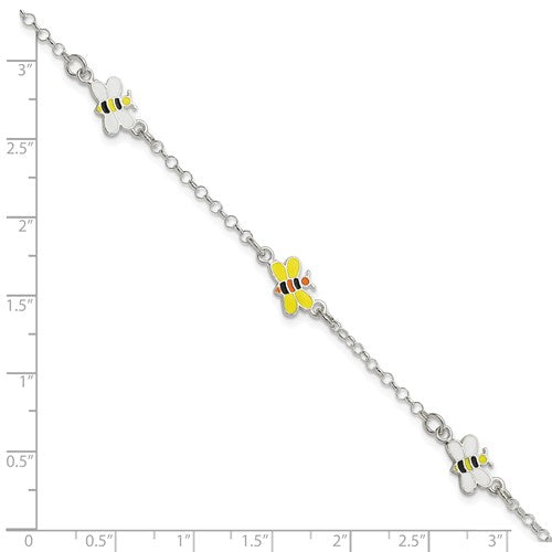 Sterling Silver Children's Enameled Bee Bracelet