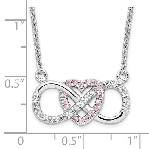 Sterling Silver CZ Infinity Heart Necklace