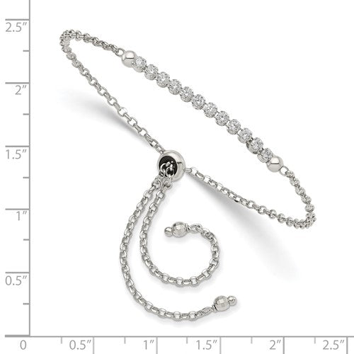 Sterling Silver CZ Adjustable Bracelet