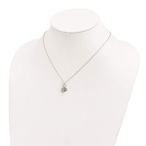 Sterling Silver CZ Eye & Hamsa Necklace