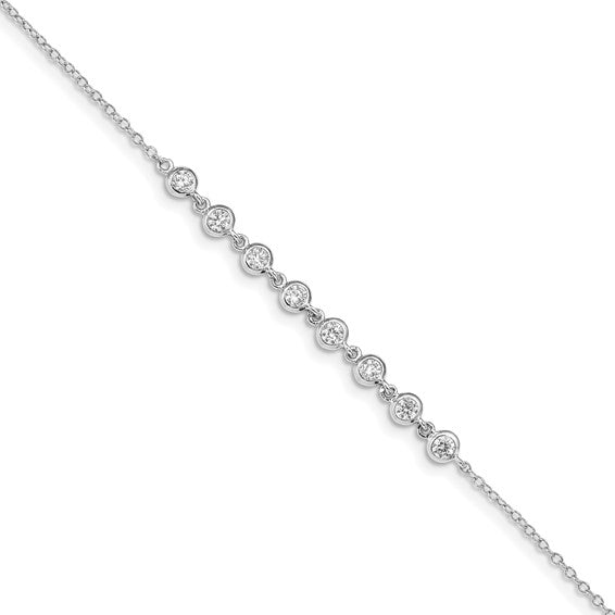 Sterling Silver Bezel CZ Stones Bracelet
