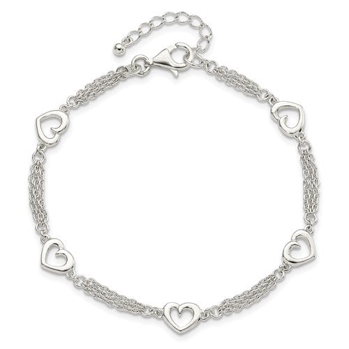 Sterling Silver Stranded Heart Bracelet