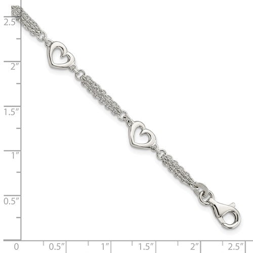 Sterling Silver Stranded Heart Bracelet