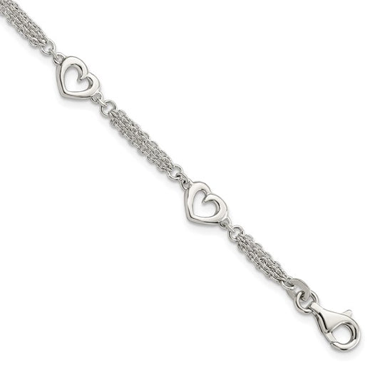 Sterling Silver Stranded Heart Bracelet