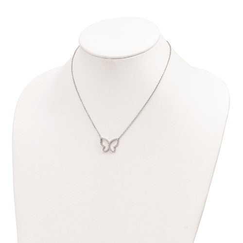 Sterling Silver CZ Butterfly Necklace