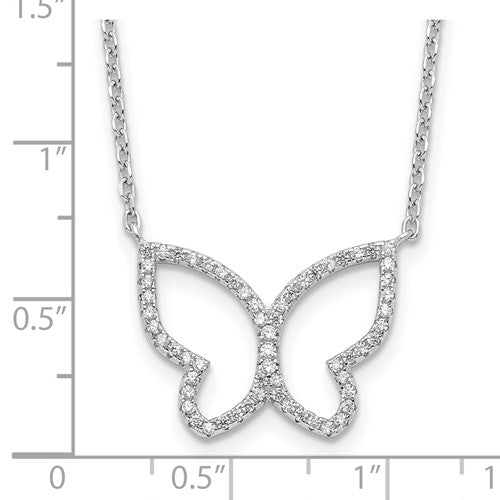 Sterling Silver CZ Butterfly Necklace