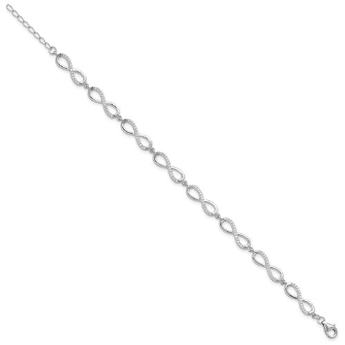 Sterling Silver CZ Infinity Bracelet