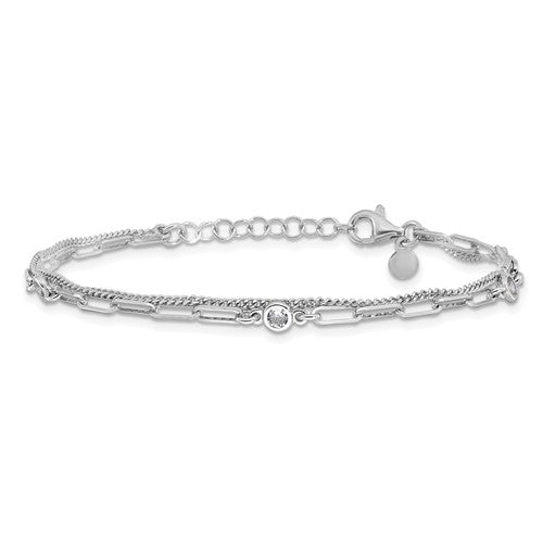 Sterling Silver CZ Link Bracelet