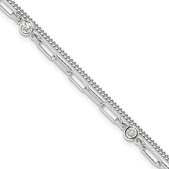 Sterling Silver CZ Link Bracelet