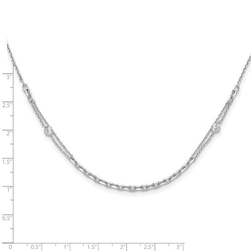 Sterling Silver CZ Link Necklace