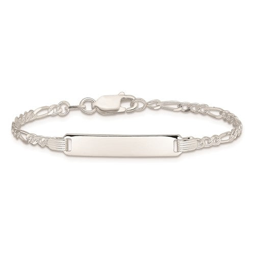 Sterling Silver Figaro Link Children's ID Bracelet