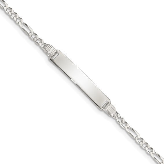 Sterling Silver Figaro Link Children's ID Bracelet