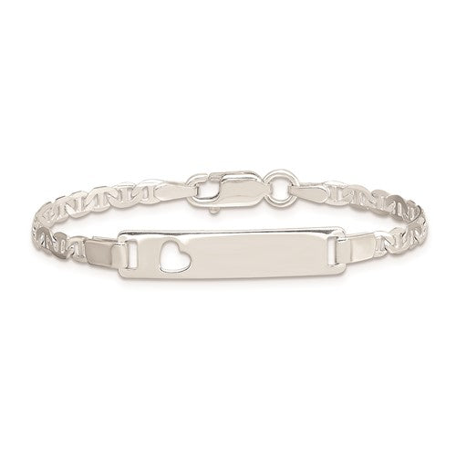 Sterling Silver Cut-Out Heart Anchor Link ID Bracelet