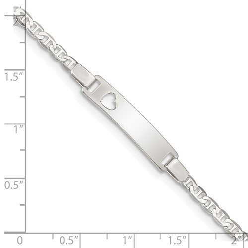 Sterling Silver Cut-Out Heart Anchor Link ID Bracelet