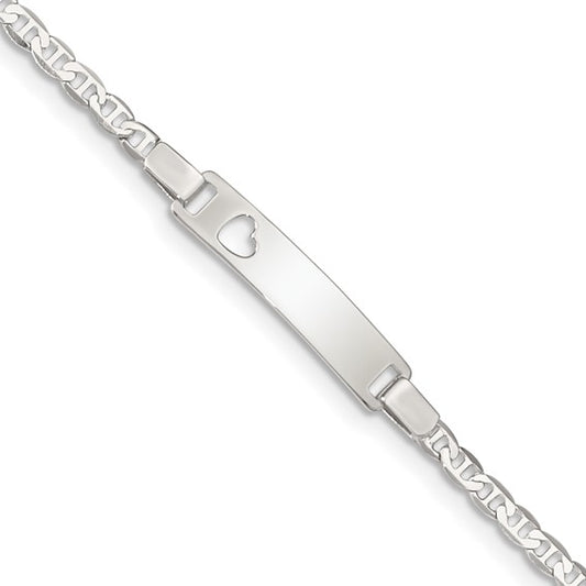 Sterling Silver Cut-Out Heart Anchor Link ID Bracelet