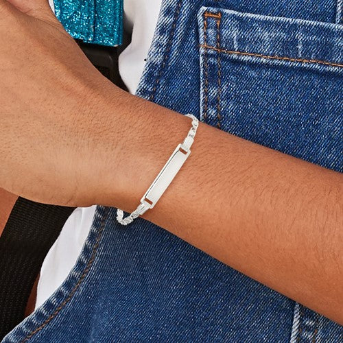 Sterling Silver Fancy Link Children's ID Bracelet