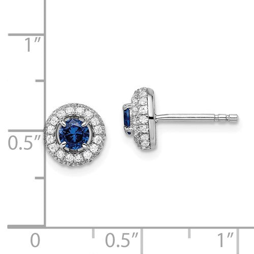 Sterling Silver White & Blue CZ Post Earrings
