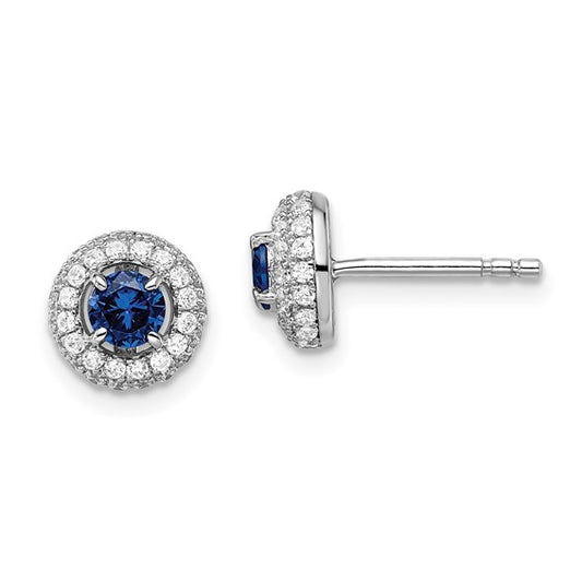 Sterling Silver White & Blue CZ Post Earrings