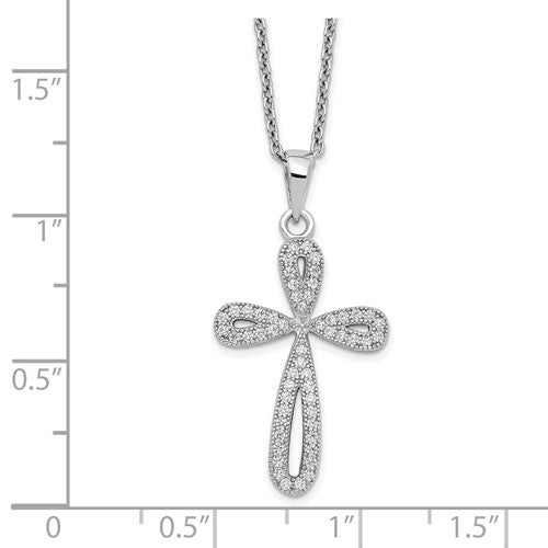 Sterling Silver CZ Cross Necklace