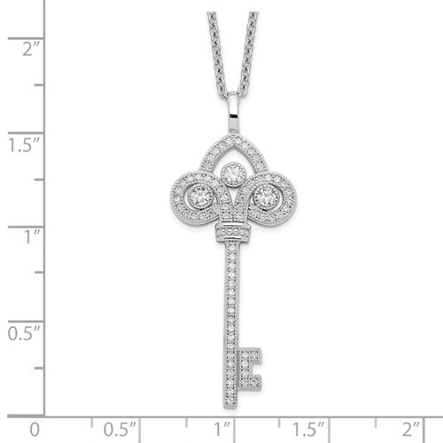 Sterling Silver CZ Key Necklace