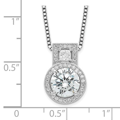 Sterling Silver CZ Halo Necklace