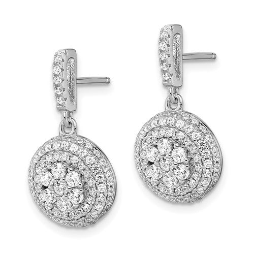 Sterling Silver CZ Dangling Post Earrings